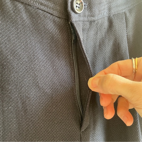 APC linen cotton trousers wide leg pants sz FR 38 US 6 navy blue pleated A.P.C. - Picture 8 of 9